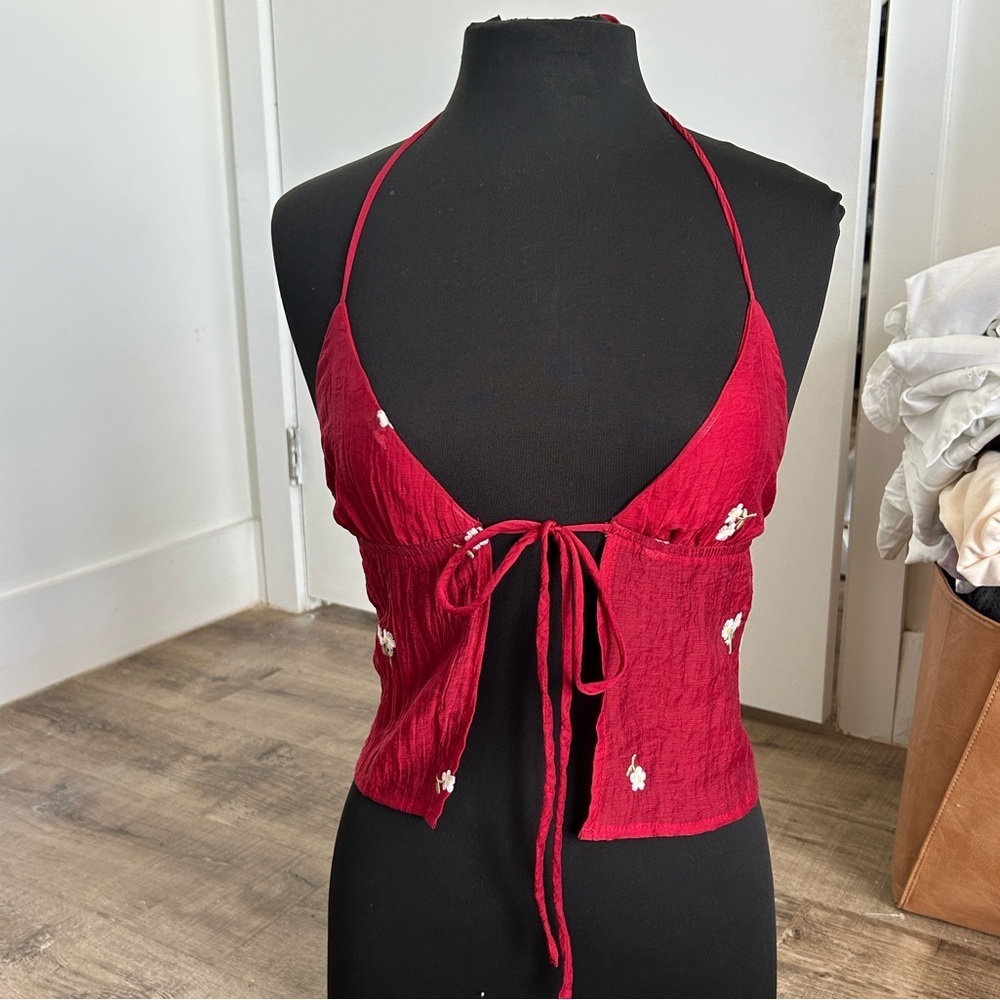 NWT Princess Polly Chantria Embroidered Front Tie Top 2